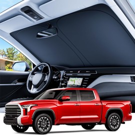 REEVAA 2025 Upgraded Windshield Sun Shade for Toyota Tundra 2022-2025 [Tailored Fit, 99% Sun Protection] Protect Interior & Keep Cool, Foldable Sunshade Car Accessories with Storage Bag