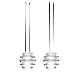 2 PCs Transparent 6 Inch Glass Honey Dipper Sticks Stirring Sticks Server， Honey Wand for Honey Pot Jar Containers Honey Dispense Drizzle, Clear Asparagus Servers Flatware