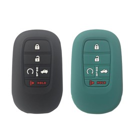 KULCSOK Key Fob Cover Case Compatible with Honda Accord Civic HR-V CR-V Pilot Sport SI EX-L EX Touring 2025 2024 2023 2022 Key Holder Silicone Key Protector 5 Buttons Black+Green
