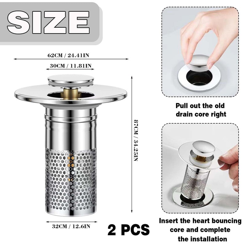 WUERKIYA Drain Plug with Strainer - Easy to Install Sink