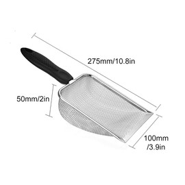Tookie 2pcs Reptile Sand, Stainless Steel Fine Mesh Scoop Shove-l Portable Litter Scoop Reptile Litter Cleaner Scoop for Cat Litter Box, Sand Bedding(Silver)