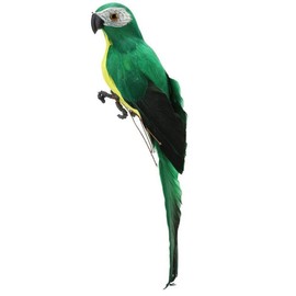 LWINGFLYER Christmas Artificial Parrot Lifesize Artificial Simulation Foam Feather Parrot Macaw Bird for Spring Apparel Epaulette Modern Home Garden Party Decoration (9.8"/25cm) (Green)