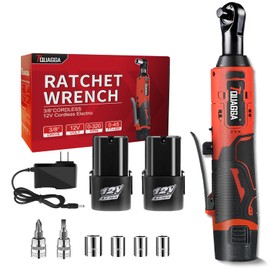 TQUAGGA 3/8" Cordless Electric Ratchet Wrench Set, 12V Power Ratchet Tool Kit With 2 Packs 2000mAh Battery And Charger, 45 FT-LBS Battery Powered Wrench with Infinitely Variable Speeds