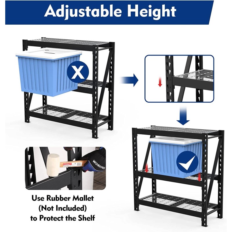 WORKPRO Metal Storage Shelving Unit Heavy Duty Storage Rack Multi-Size