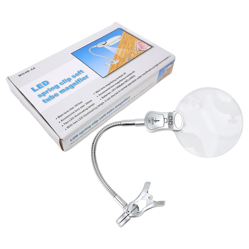 Magnifying Glass Clamp LED Light Gooseneck Desk Lamp Clamp for