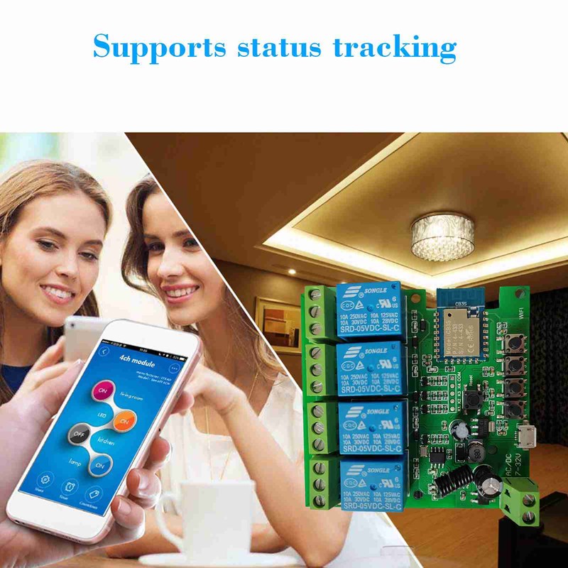 Smart Wireless Control Switch Module for Tuya 433Mhz 4 Channel