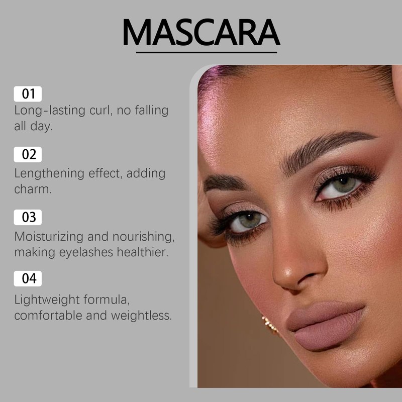 Waterproof Mascara with Bubble Fiber Technology, Smudge-Proof and Clump-Free Formula
