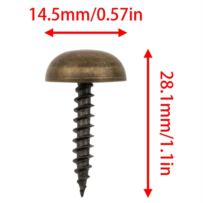 Dsjnf Decorative Brass Screw with Cap (15mm, Bronze) 8pcs