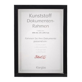 Ideal Document Picture Frame 21 x 29.7 DIN A4 Certificate Master Letter Certificates Colour: Black or Stand 3 Glass