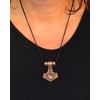 Large Thor's hammer Pendant from Bronze with Cotton ribbon