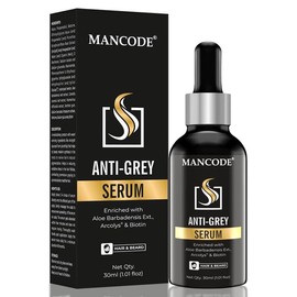 MAN CODE Anti Grey Serum | Restore Natural Black Color of Grey White Hair & Beard | Delay & Reverse Grays | Strengthen Roots | Toxin Free | For All Types - 30ml