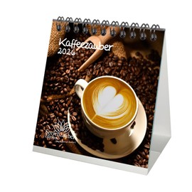 Kaffeezauber Desk Calendar 10 cm x 10 cm for 2026 Coffee Cappuccino Gift Set Contents: 1 x Calendar 1 x Christmas Pendant 1 x Greeting Tag (3 Pieces Total)
