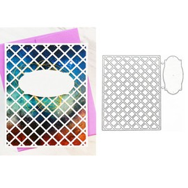 hinana Grid Background Rectangle Metal Die Cuts, Net Lace Frame Label Cutting Dies Cut Stencils for DIY Scrapbooking Album Decorative Embossing Paper Dies Card Making