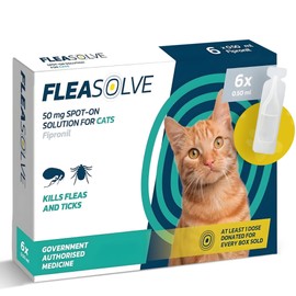 Naqua Ltd Cat Flea Treatment Spot On x 6 - Flea Treatment Cat Spot On for Cats & Kittens Over 1kg - 6 Pipettes, 6 Doses - Fast-Acting FleaSolve Solution