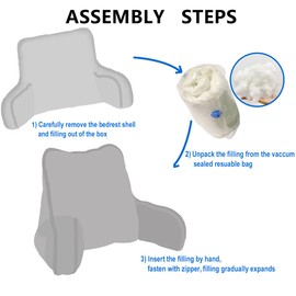 Home Soft Things Textured Velvet Bedrest Reading Pillow with DIY Filling, Need Assembly, Backrest Armrest Pillow Chair Back Support for Sitting up in Bed, Mauve Shadows, 20" x 18" x 17"