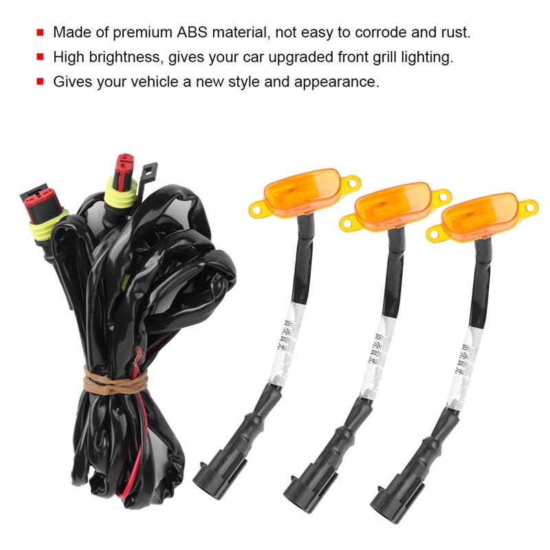 3pcs Car Grille Light with Harness High Brightness Fit for