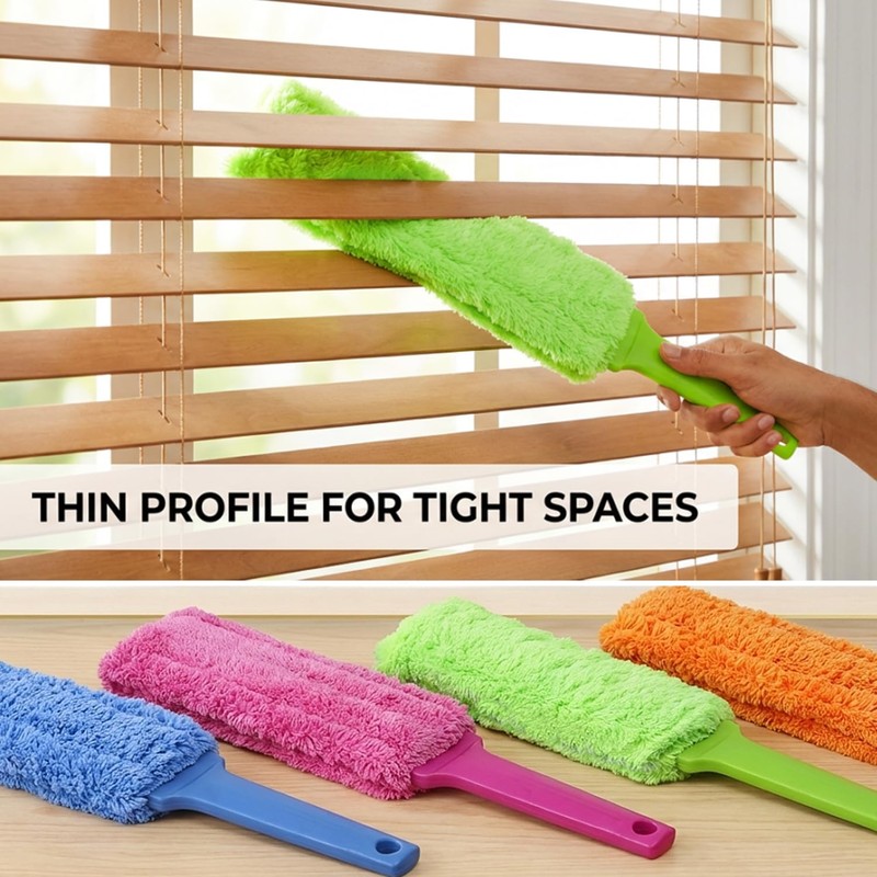 4 Pack 15 inch Reuseable Microfiber Feather Duster, Blind Duster,
