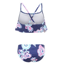Moon Tree Girls Two Piece Bikini Swimsuits Hawaiian Ruffle Bathing Suit for Kids Beach Swimwear Set Floral Size 12/10-12 Years