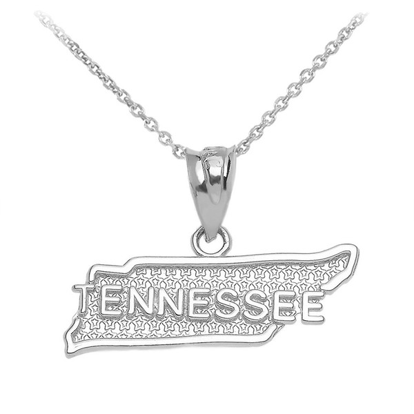 Tennessee US State Map Pendant Necklace in 925 Sterling Silver,