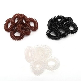Swosh Spiral Anti-Kink Hair Ties (Pack of 6), Clear/Brown/Black
