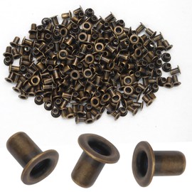 Litoexpe 1.5MM Tiny Grommets Eyelets 200 Pcs, Self Backing Eyelets for Bead Cores, Clothes, Leather, Canvas (Antique Brass)