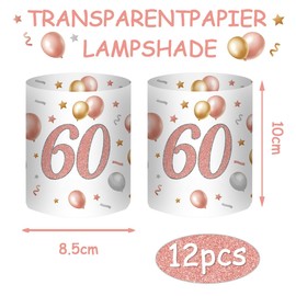 12 Lantern Table Decoration 60th Birthday, Decoration 60th Birthday Woman, 60th Birthday Woman, 60th Table Decoration Rose Gold, Gifts for 60th Birthday Woman, Suitable for Tea Lights / Candles