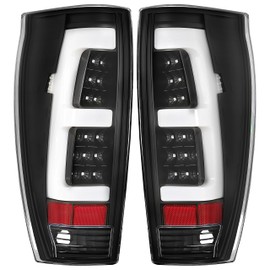 KUAFU LED Tail Light Compatible with 2002-2006 Chevy Avalanche 1500 2500 LED Tube Bar Tail Lamp Left & Right Replacement for 15771437 15771438 15092493 GM2800153 GM2801153 Clear Lens Black Housing