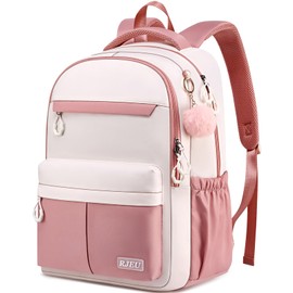 RJEU Backpack for School, Water Resistant Ergonomic Cute Bookbag for Teen Girls, College, Middle & High School Students Bookbag, Anti-Theft 15.6 Inch Laptop Backpack