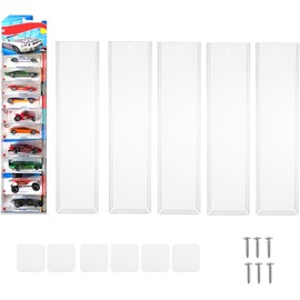 6 Pack Clear Display Case for Packaged Model Cars 16.7 x 4.4Inch Wall Storage Model Car Display Cases Holds up to 60 Cars Toy Car Storage Organizer Display Shelf Rack Compatible with Hot Wheels