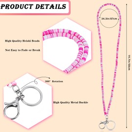 Ornaland Clay Bead Lanyard for ID Badges, Keys, Office, Leisure or Gift (Pink)