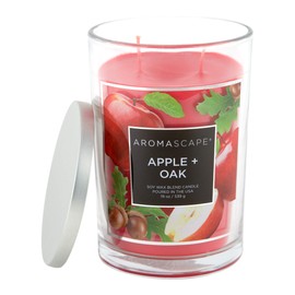 Aromascape 2-Wick Scented Jar Candle, Apple & Oak, Large, Red, 19 Ounce