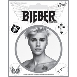 Pyramid International Justin (Bieber Black and White) Vinyl Stickers, Paper, Multi-Colour, 10 x 12.5 x 1.3 cm