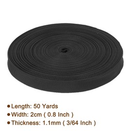 Rebower Nylon Webbing Strap, 50 Yards x 7/8 Inch Polypropylene Webbing Lightweight Strapping Backpack Band for DIY Gear Repair Outdoor Luggage Cargo Straps, Black