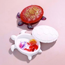 XYQHOAC Sea Turtle Box Resin Mold with Lid Jewelry Box Silicone Molds Storage Jar Moulds for Epoxy Resin Ocean Trinket Box Mold for DIY Jewelry Storage Box Candle Jar Art Craft