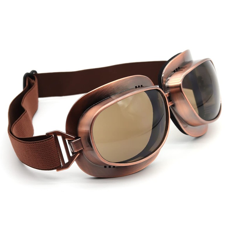 kucehiup Vintage Aviator Goggles Motorcycle Goggles (Smoke lenses)