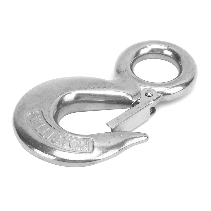 2pcs 1.5 Tons Eye Slip Hook with Safety Latch Stainless