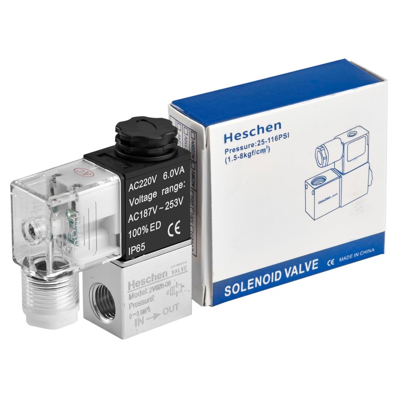 Heschen Electric Pneumatic Solenoid Valve 2V025-08 220VAC PT1/4 2/2 Way
