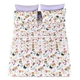 American Home Collection Ultra-Soft Microfiber Sheet Set - Double Brushed - Wrinkle and Stain Resistance - Fit 14 inches Deep Pocket - 6 Pieces Set (King, Purple Butterfly)