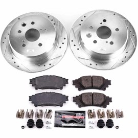 Power Stop K6930 Rear Z23 Carbon Fiber Brake Pads with Drilled & Slotted Brake Rotors Kit For Lexus IS250 2014-2015 [Model Specific]
