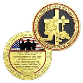 Military Challenge Coin with Veteran Creed Thank You for Your Service Army Appreciation Gifts for Men