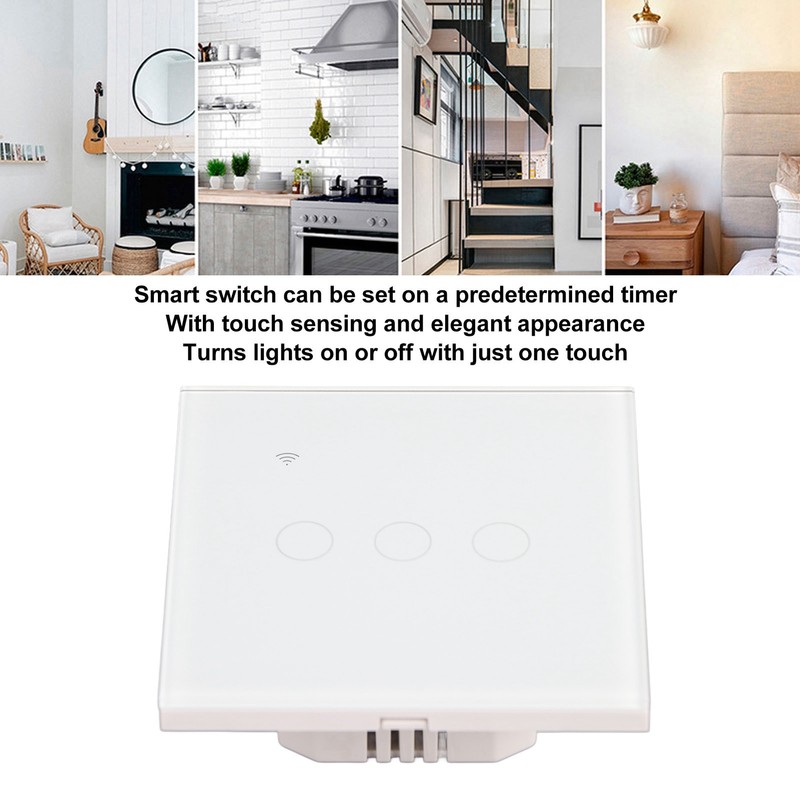 White 3 Gang WiFi Smart Switch APP Remote Control Touch