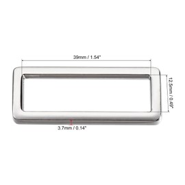 sourcing map Metal Rectangle Ring Buckles 39x12.5mm for Bags Belts DIY Silver Tone 6pcs