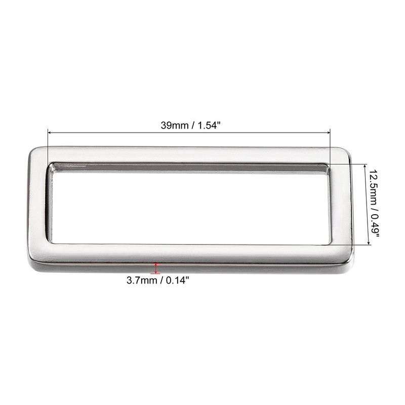 sourcing map Metal Rectangle Ring Buckles 39x12.5mm for Bags Belts