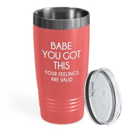 Flairy Land Daily Affirmation Coral Edition Tumbler 20oz - You Are Valid - Funny Gift For Reminder Coworker Friendship Graduation Birthday Encouragement Sunshine Woman