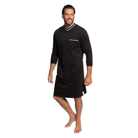 JP 1880 721331 Men's Large Sizes Plus Sizes Menswear L-8XL Nightdress, Homewear, Plain, Long Sleeves, up to Size 8XL, black