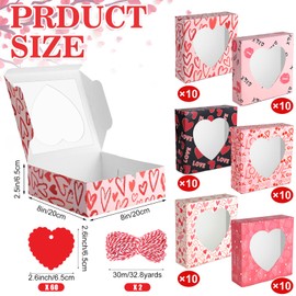 60 Pcs Valentines Day Cookie Boxes with Window 8 x 8 x 2.5 Inch Valentine's Treat Boxes Bakery Candy Cupcakes Desert Container for Pastries Packaging Wedding Party Supplies Gift Giving (60)
