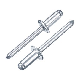 sourcing map 50Pcs 1/4"x1/2" Aluminum Blind Rivets, Aluminum Grip and Steel Mandrel, Dome Head Long Split Rivets for Metal, Furniture, Automotive, Silver