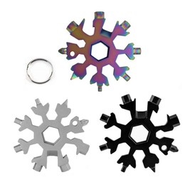 18 in 1 Snowflake Multitool, Novelty idea Gift Men & Women Excellent Bike Stocking Filler Stainless Steel Gadgets Spanner Screwdriver Bottle Opener for Outdoor Camping Travel (Type B)