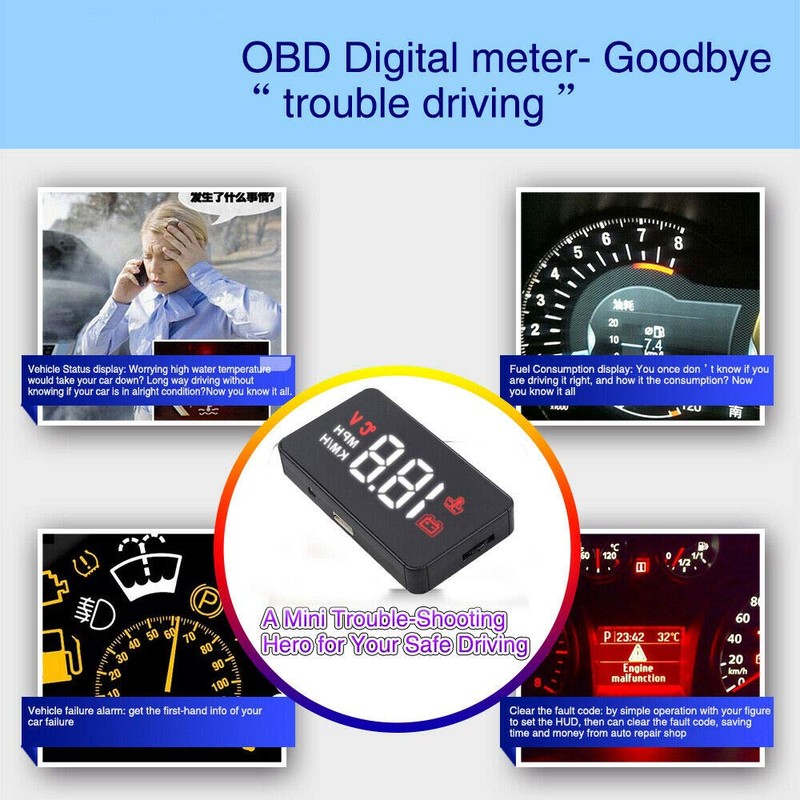 Car Head Up Display OBD2 II HUD Projector Speedometer RPM
