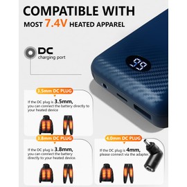 ColdBye 7.4V 14000mAh Heated Vest Battery Pack with LED Display, DC/USB/Type-C Output for Heated Vests & Jackets, Compatible with ORORO and Venustas (Supports DC 7.4V & USB 5V Heated Clothing)